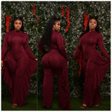Burgundy Ruffle Jumpsuit