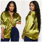 Green Silky Blouse