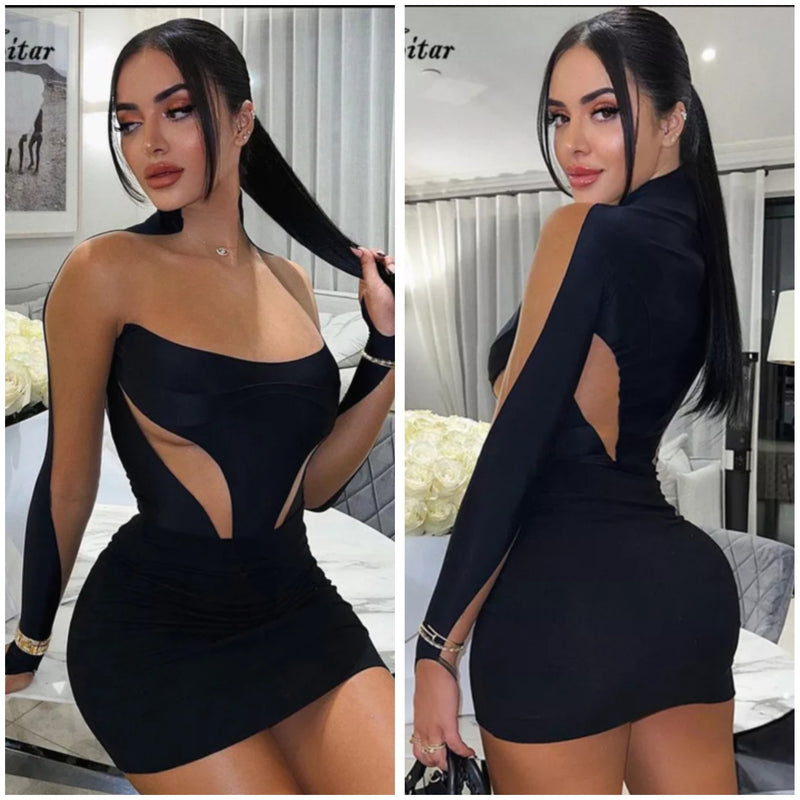 Black Mesh Mini Dress