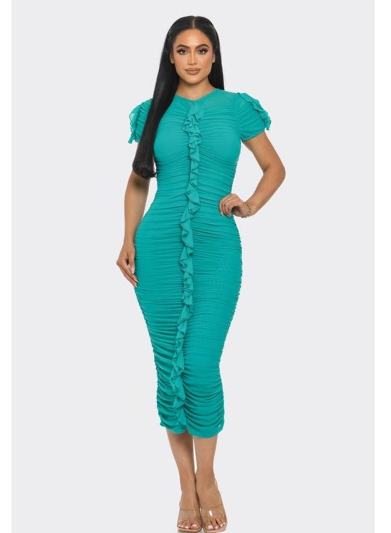 Teal Ruffle Dress